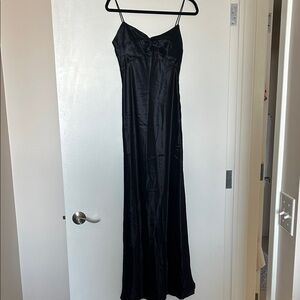 Niki Lavis Black Satin Maxi Slip Dress